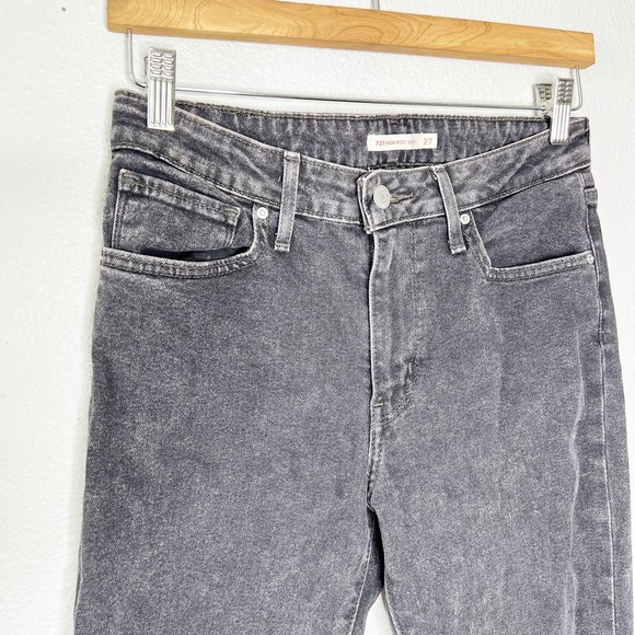 Levi's 711 High Rise Skinny Bass Line Black Denim Jeans Women's Size 27 x 30 - Picture 2 of 10